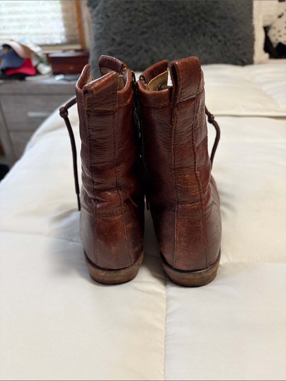 Frye Brown Leather Lace-Up Women's Boots - Picture 3 of 4